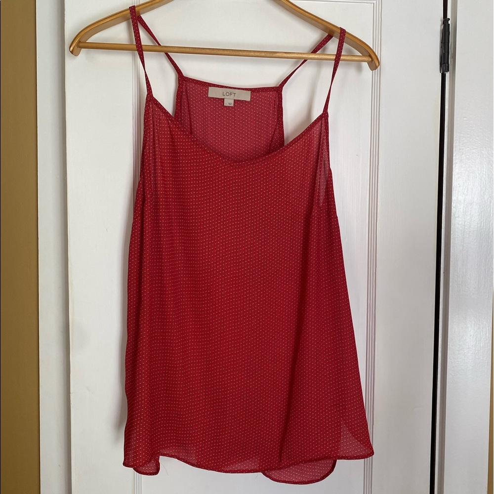 Ann Taylor Loft red print swing cami. Size Large